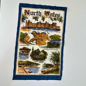 Vintage North Wales Travel Souvenir Clive Mayor Towel Kitchen Cotton